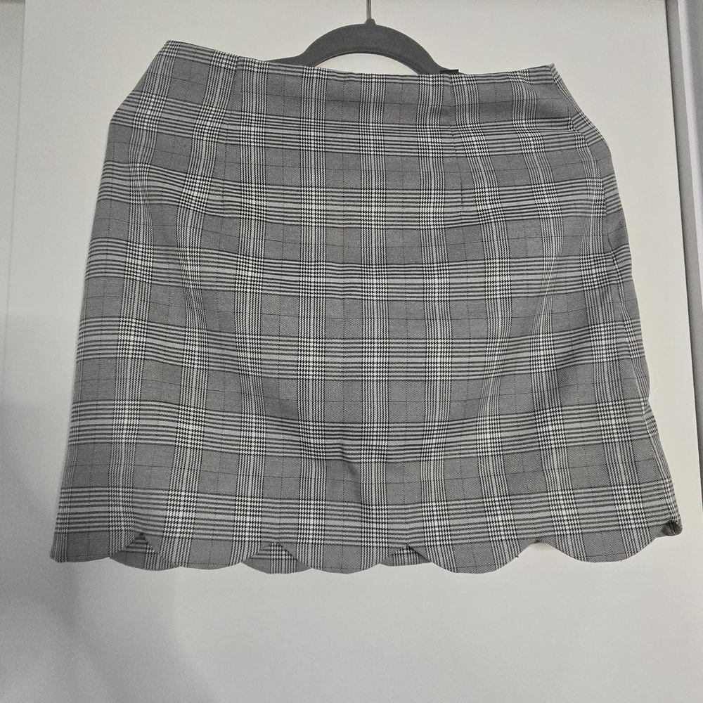 Aqua Gray Checkered Mini Skirt